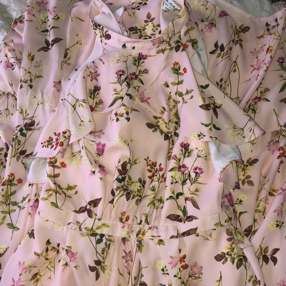 Mock Neck Floor Length Floral Dress